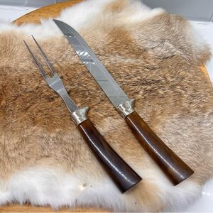 Vintage Knife & Fork Carving Set w/ Bakelite Handles Sheffield England Stainless